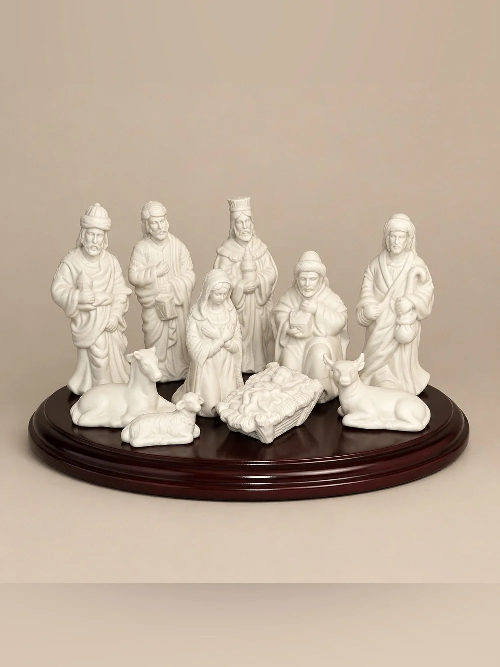 World Bazaars Jade Collection 11-Piece Porcelain Nativity Scene Set Oval Base
